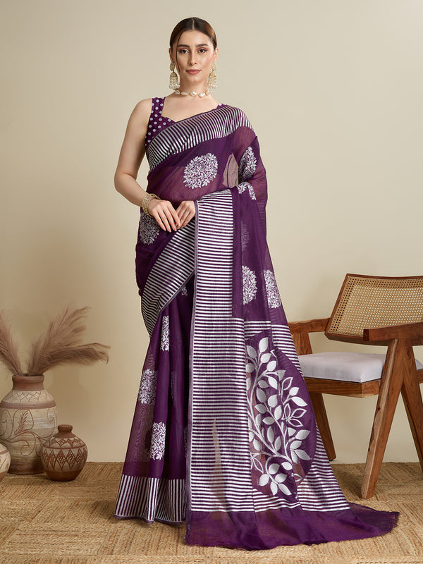 Wine Soft Silk Saree Party Wear With Unstitched Blouse