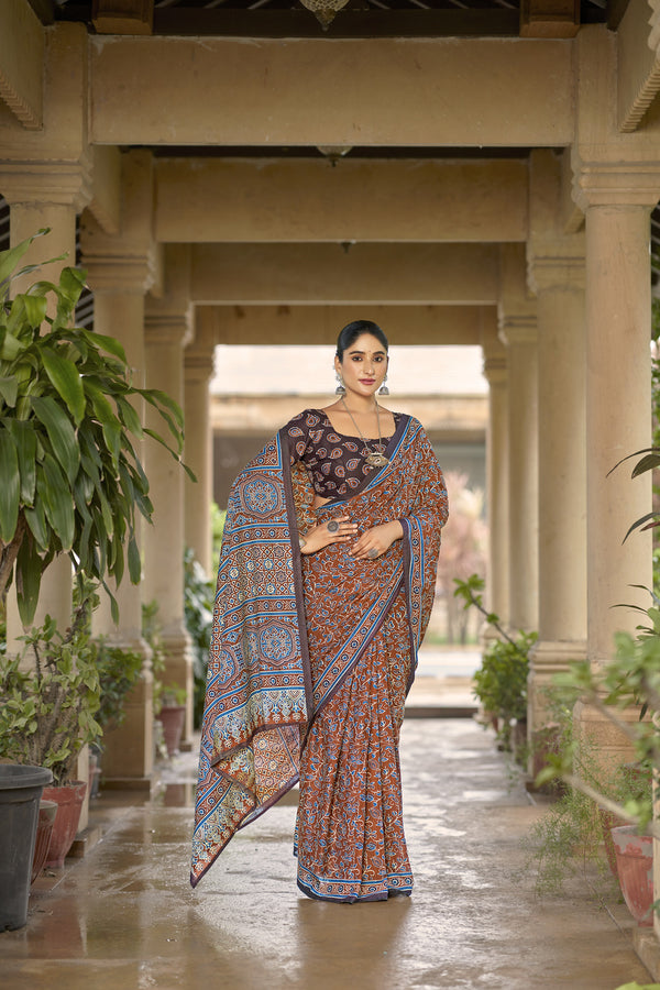 Mustard Soft Cotton Saree With Unstiched Blouse