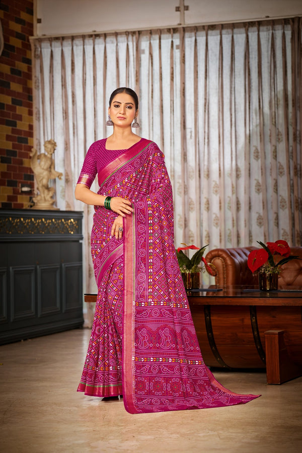 Maroon Soft Cotton Saree With Unstiched Blouse