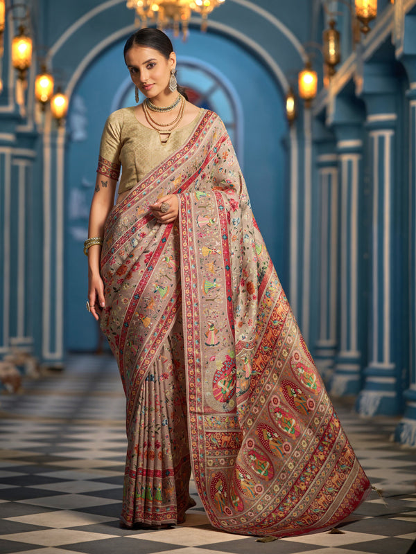 Mix Soft Silk Saree With Unstitched Blouse
