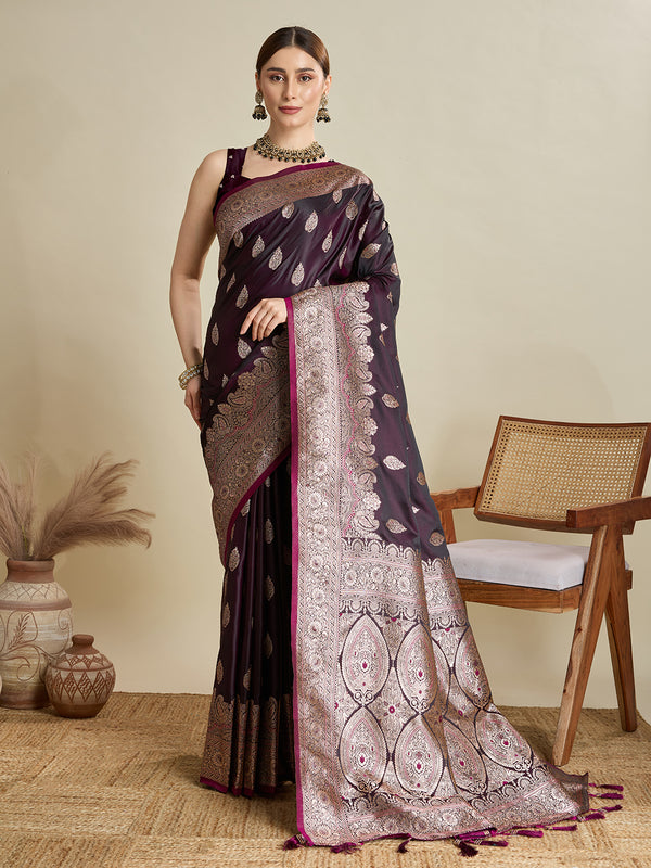 Voilet Soft Silk Saree Party Wear With Unstitched Blouse