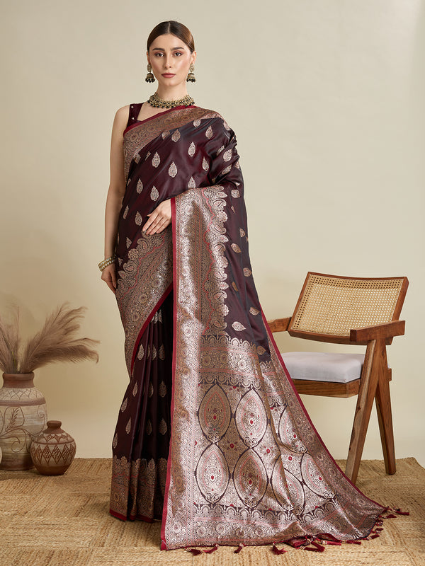 Purple Soft Silk Saree Party Wear With Unstitched Blouse