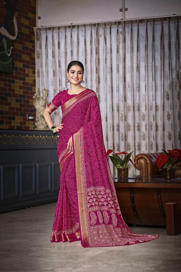 Maroon Soft Cotton Saree With Unstiched Blouse