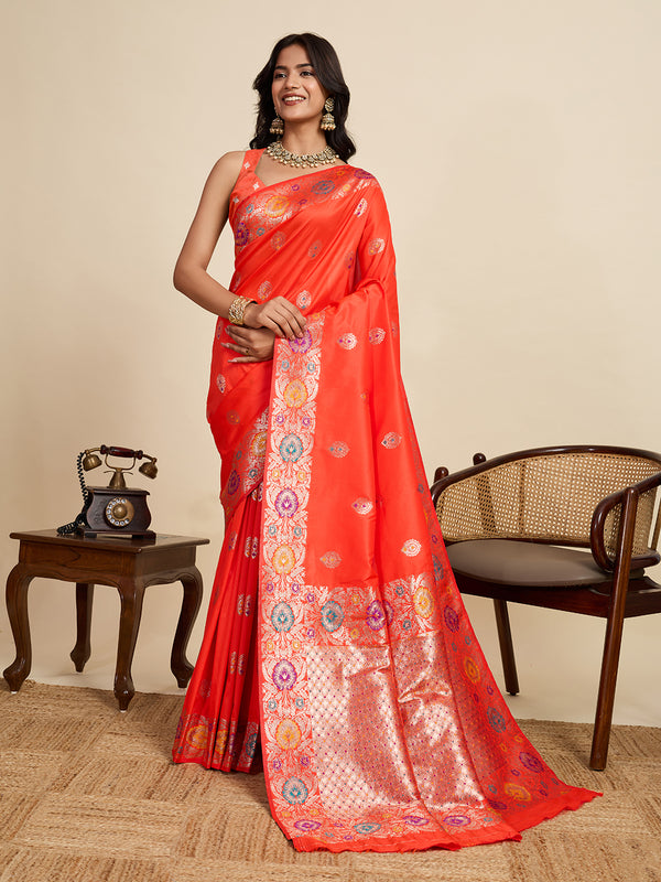 Pink Pure Jacquard Saree With Unstiched Blouse