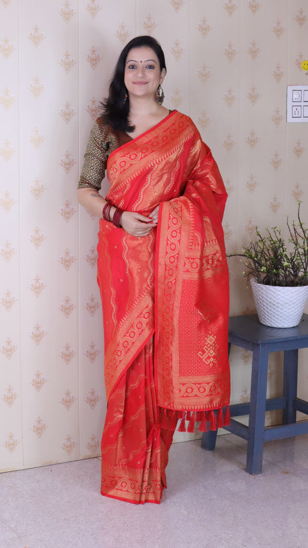 Pink Soft Silk Saree With Unstiched Blouse