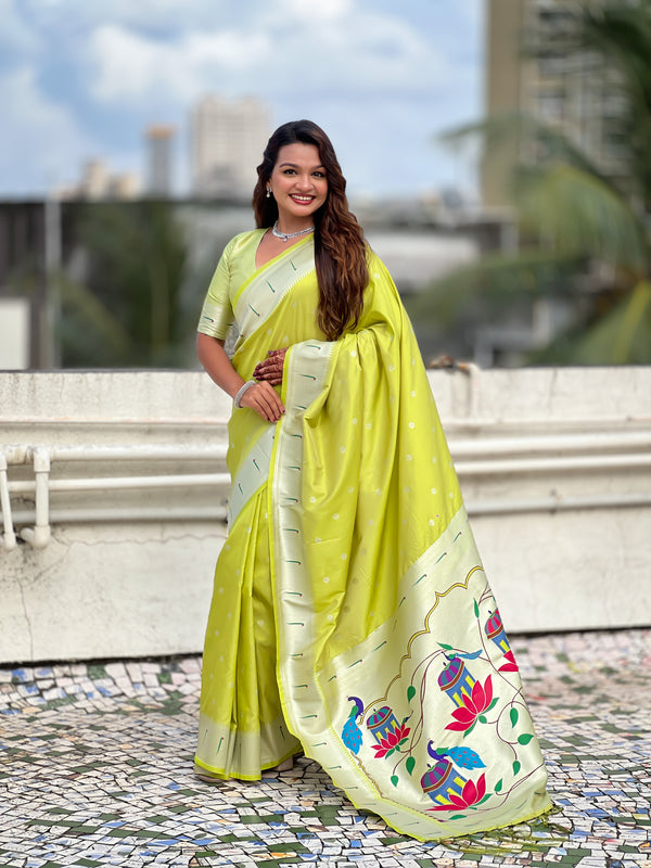 Green Paithani Saree With Unstiched Blouse