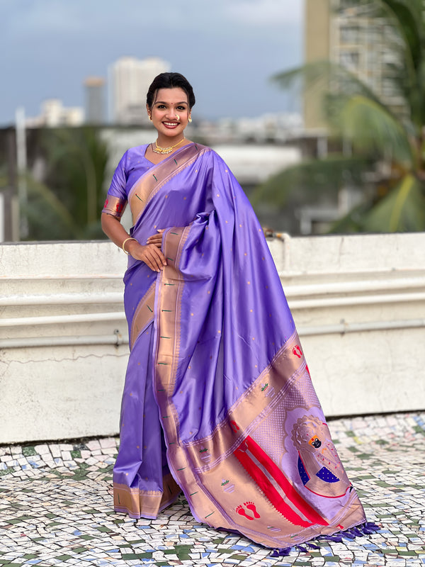 Lavender Soft Silk Saree With Unstiched Blouse