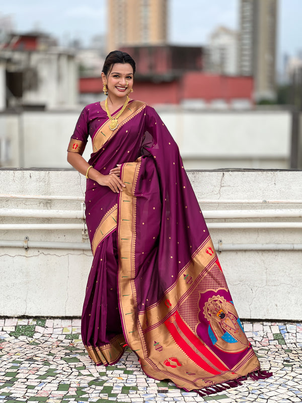 Maroon Soft Silk Saree With Unstiched Blouse