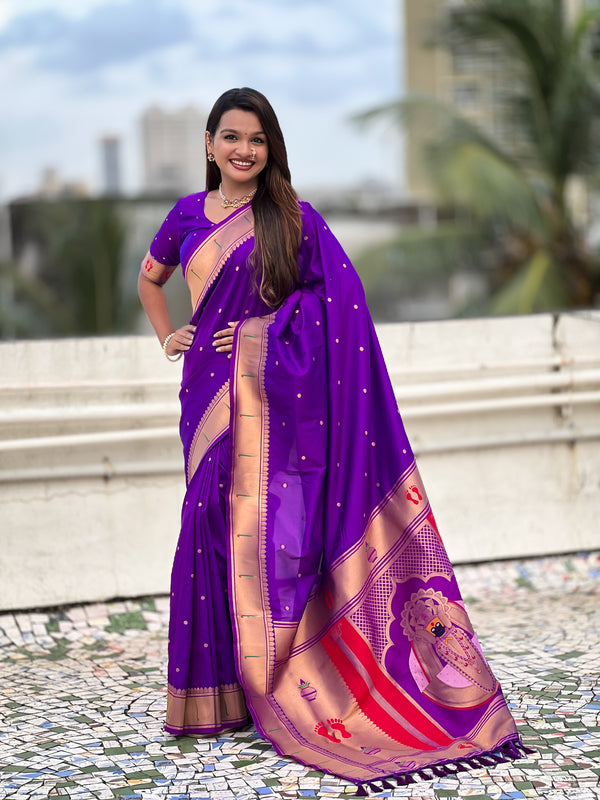 Dark Purple Soft Silk Saree With Unstiched Blouse