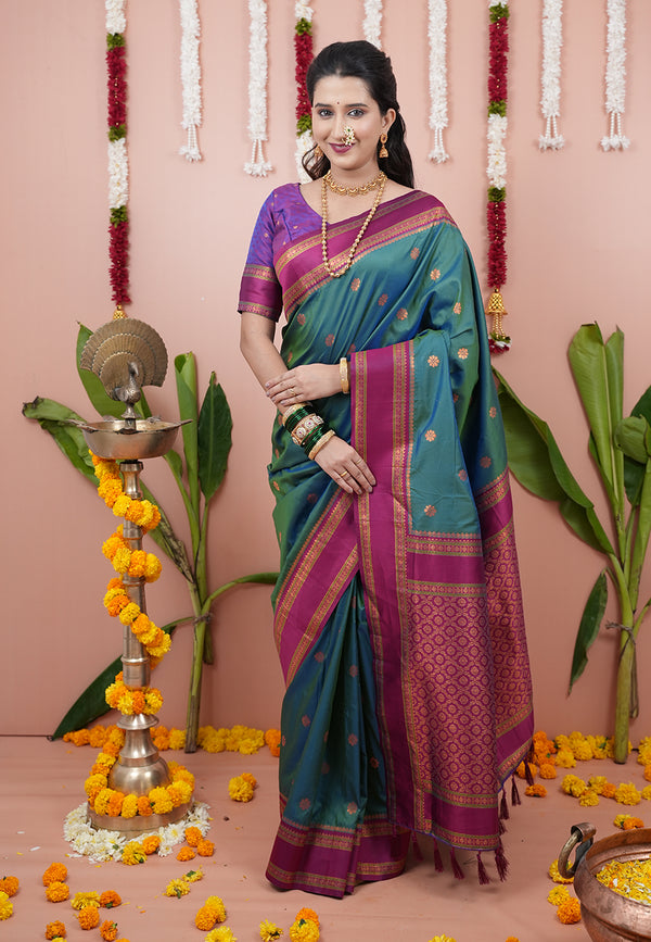 Green Soft Silk Saree With Unstiched Blouse