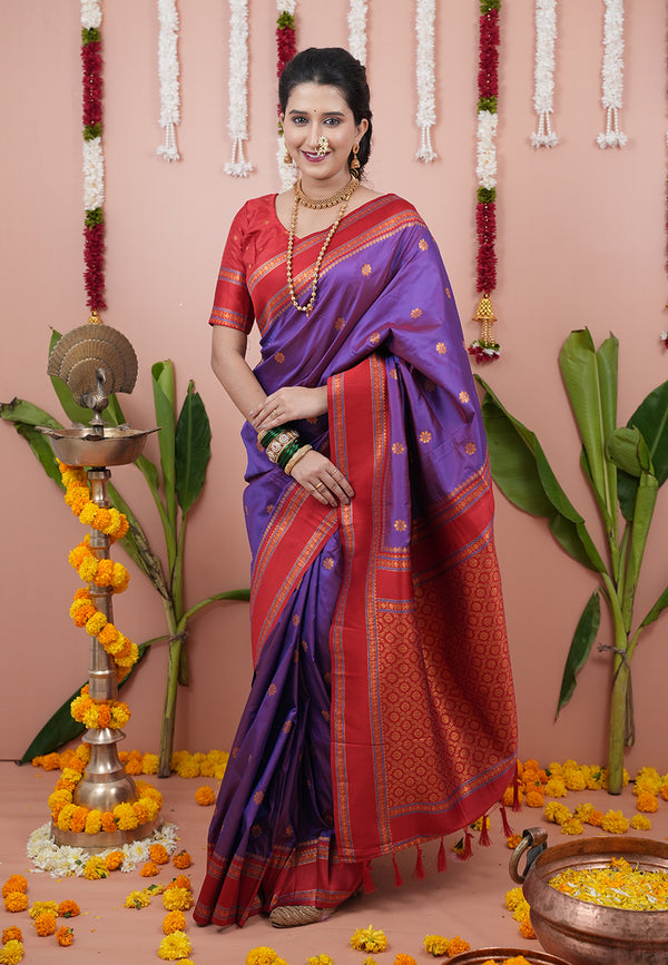Purple Soft Silk Saree With Unstiched Blouse