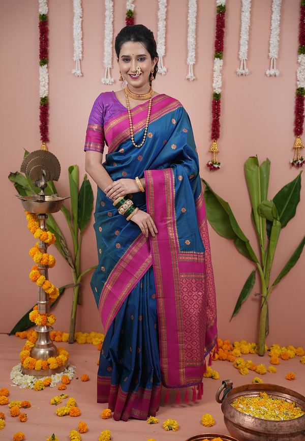 Rama Pink Soft Silk Saree With Unstiched Blouse