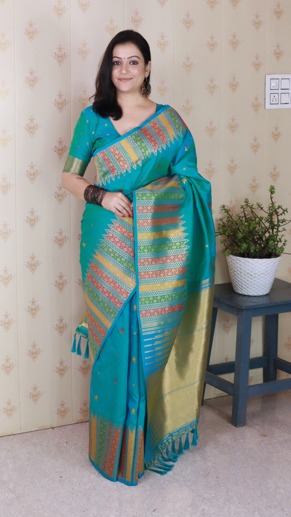 Sky Soft Silk Saree With Unstiched Blouse