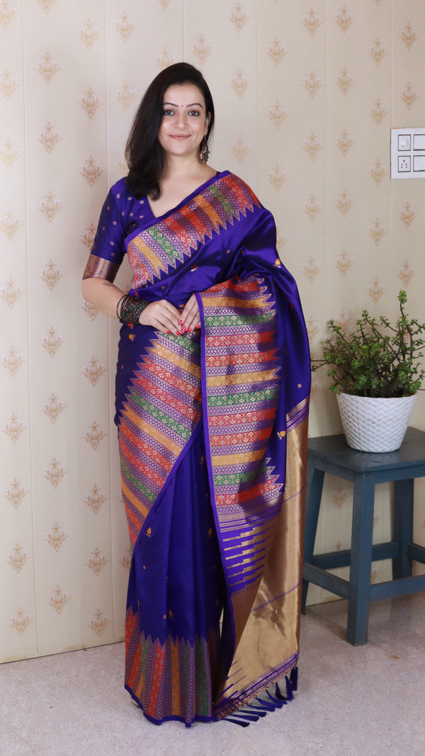 Violet Soft Silk Saree With Unstiched Blouse