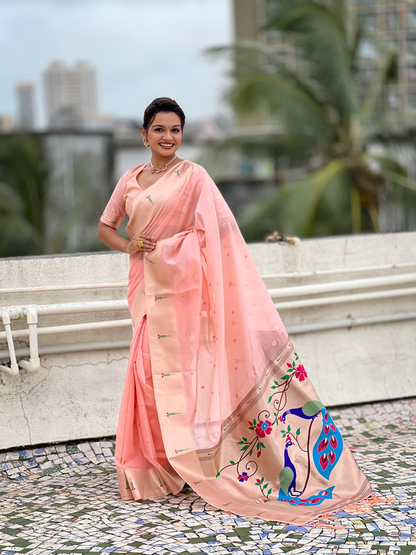 Baby Pink Soft Organza Saree With Unstiched Blouse