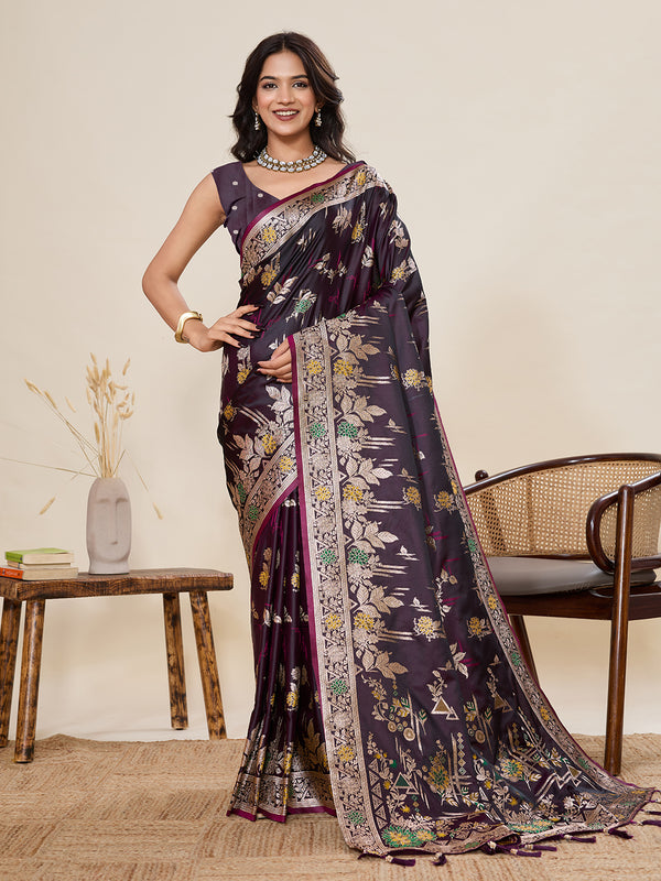 Maroon Soft Silk Sarees With Unstiched Blouse