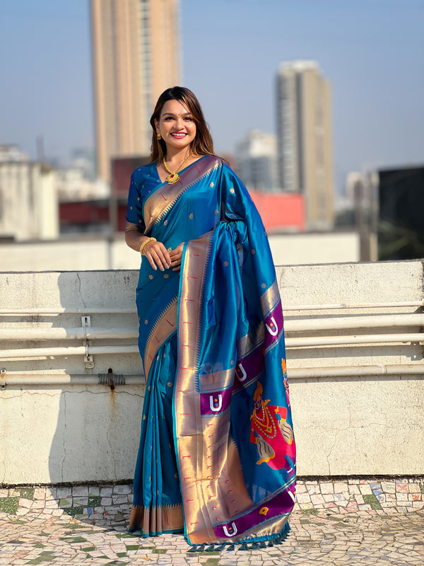 Blue Partywear Soft Silk Saree With Unstitched Blouse