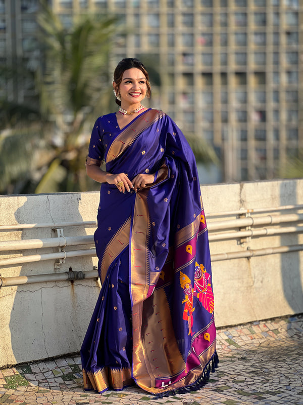 Purple Partywear Soft Silk Saree With Unstitched Blouse