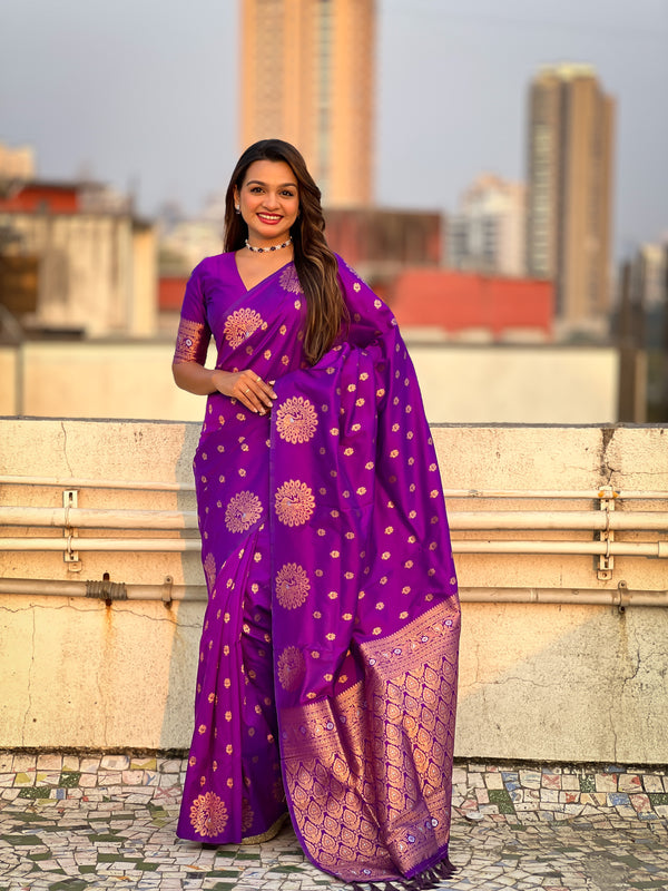 Bengani Soft Moonga Silk Saree With Unstiched Blouse