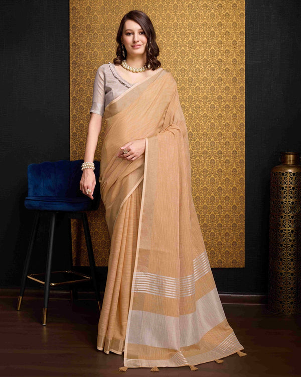 Light  Linen Saree With Unstitched Blouse