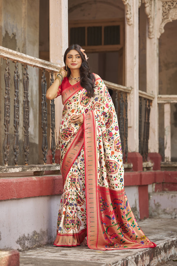 White Pure Viscose Saree With Unstiched Blouse