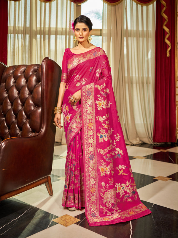 Rani Silk Saree With Unstitched Blouse