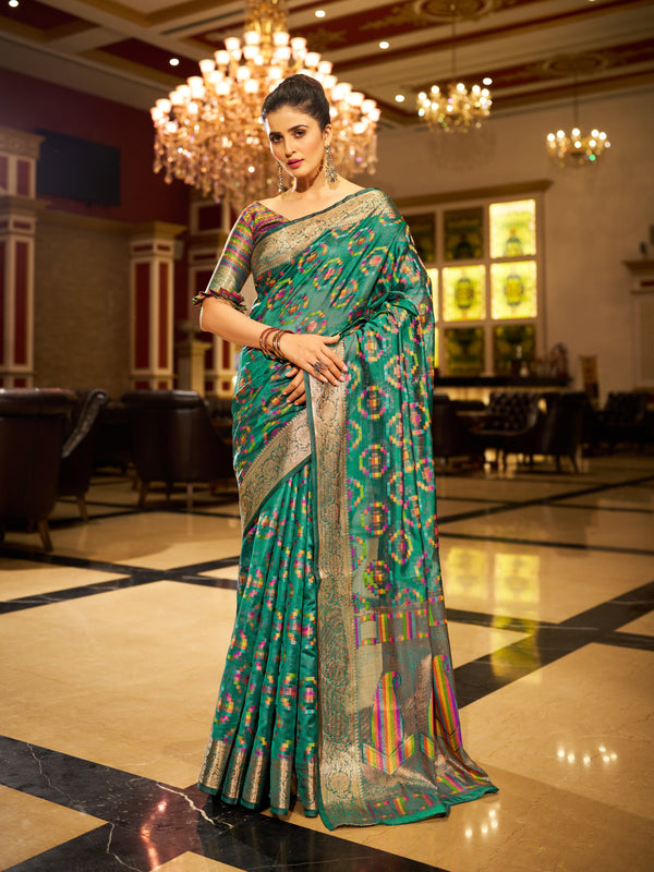 Firozy Organza Saree With Unstitched Blouse
