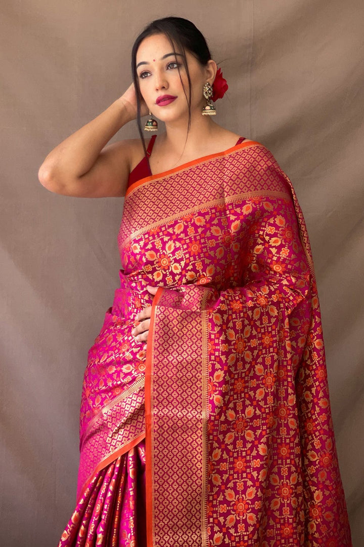 Buy Cherry Pink Pashmina Saree Nitaraa